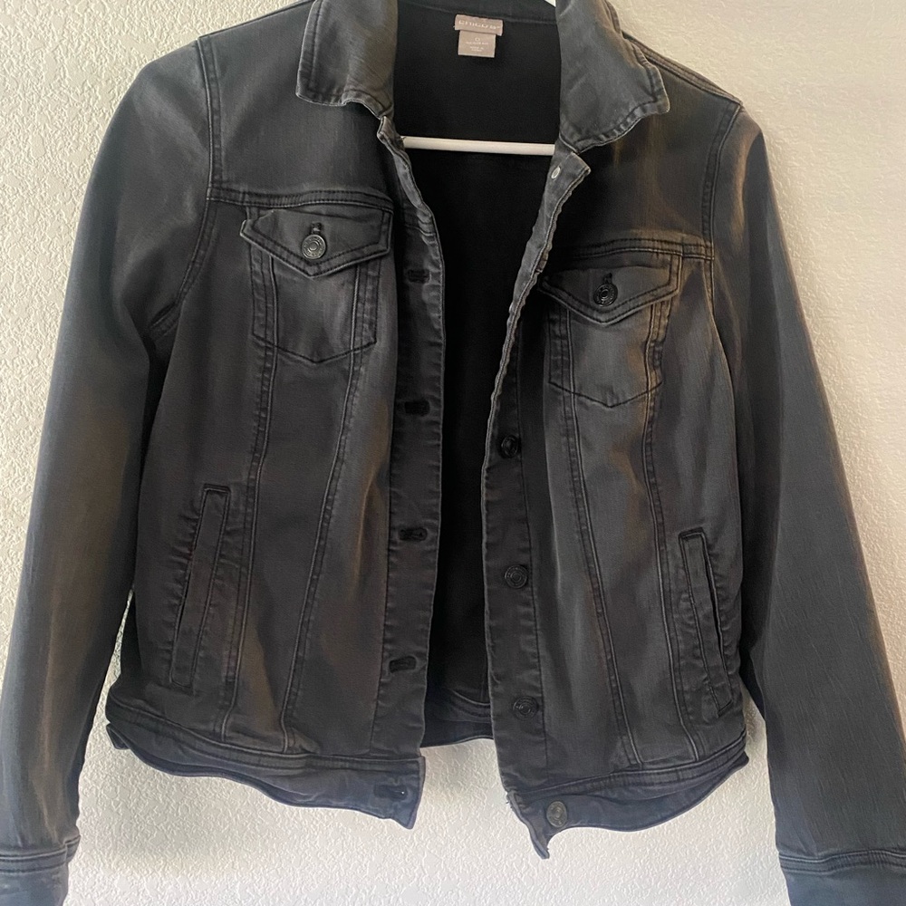 Chico's Women's Black Denim Jacket in Size Medium